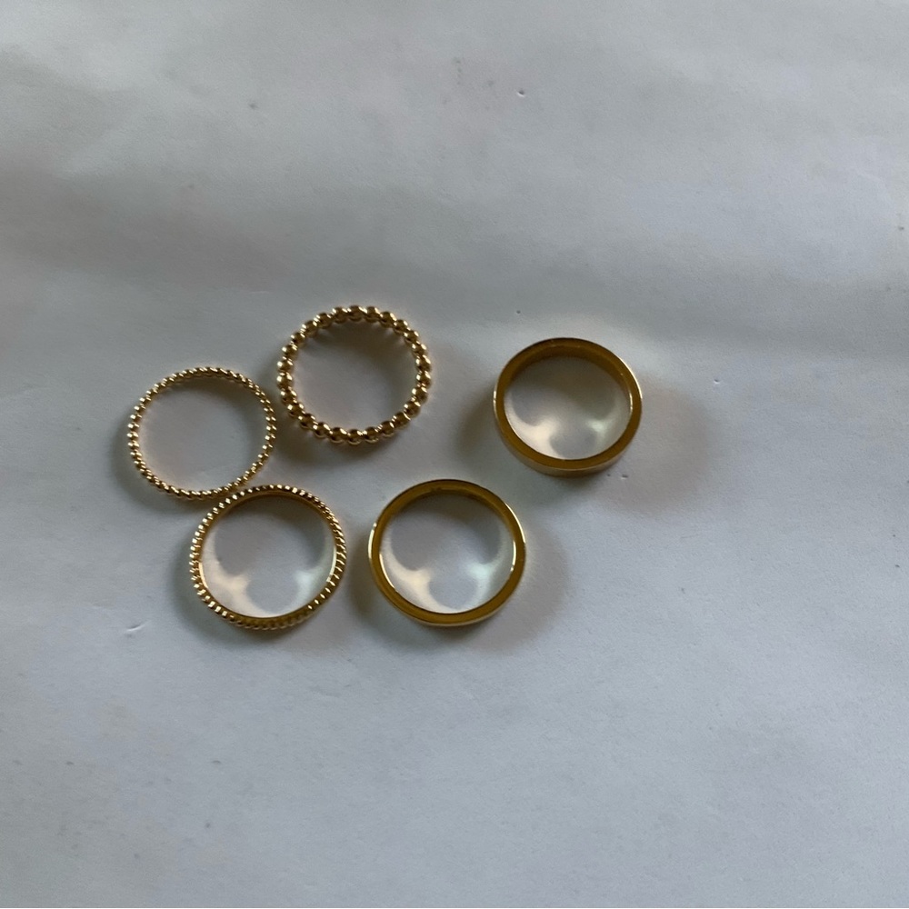 Halogen Mixed Texture Metal Ring Stack - image 4